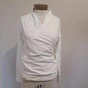 Cabi, White, Long Sleeve Surpice top, sz SM
